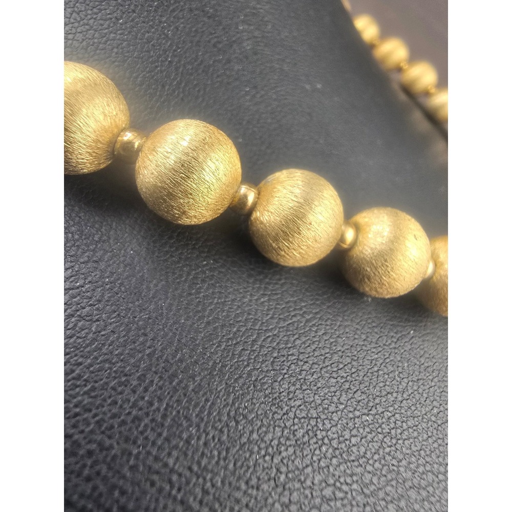 Vintage Napier Necklace Gold Tone Textured Graduated Bead Statement 18in